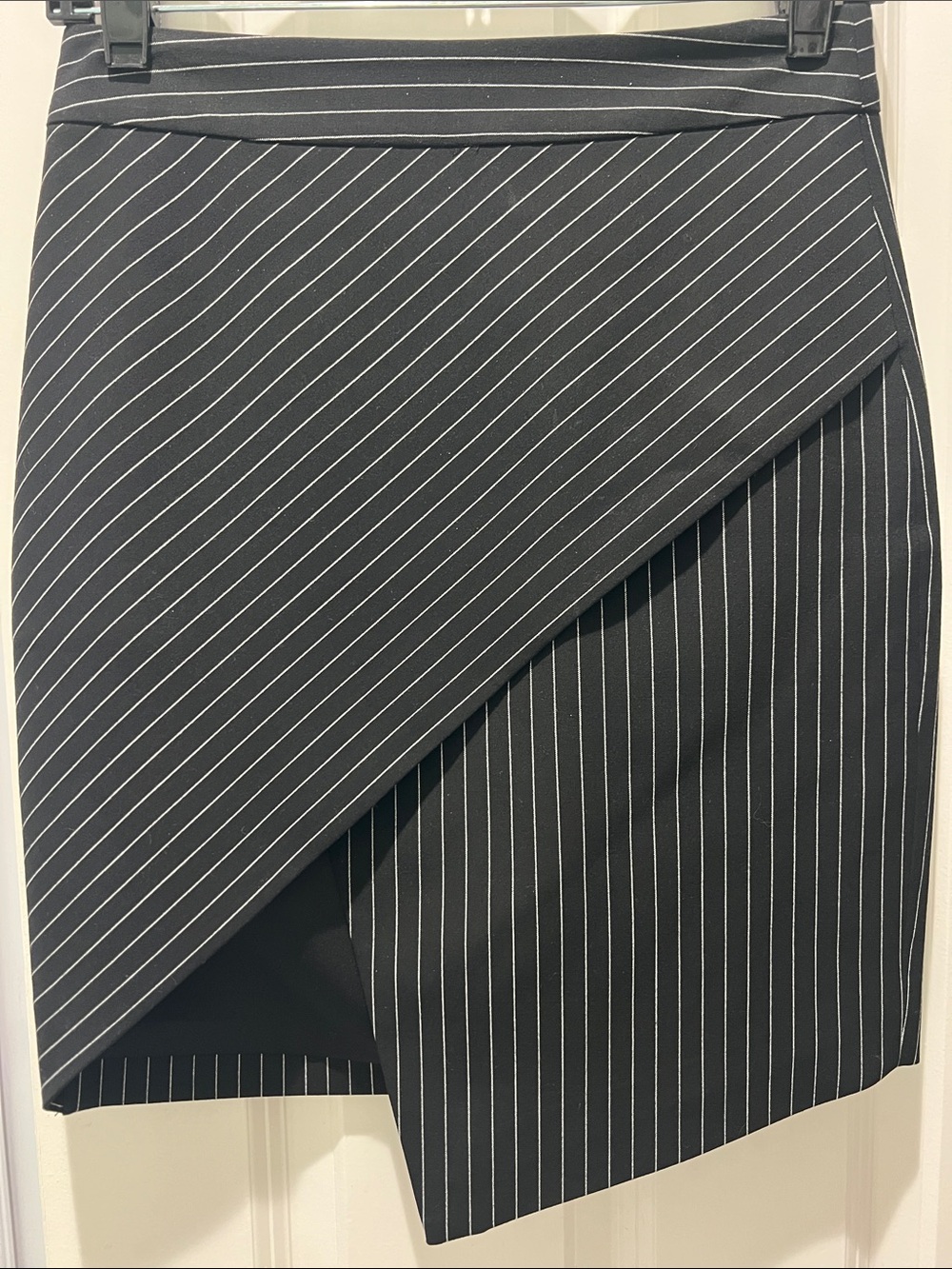 Michelle Mason Asymmetrical Pinstripe Skirt. Smart. Elegant.